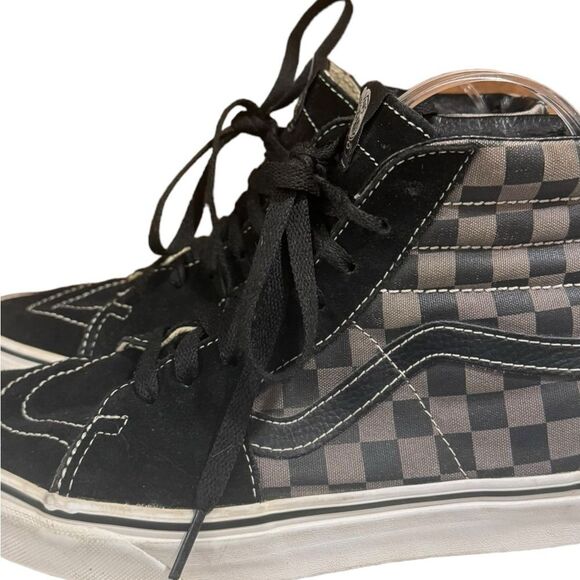 Vans Off the Wall Black Checkerboard hightop Skate board skateboard M 7 - W 8.5 - Picture 4 of 8